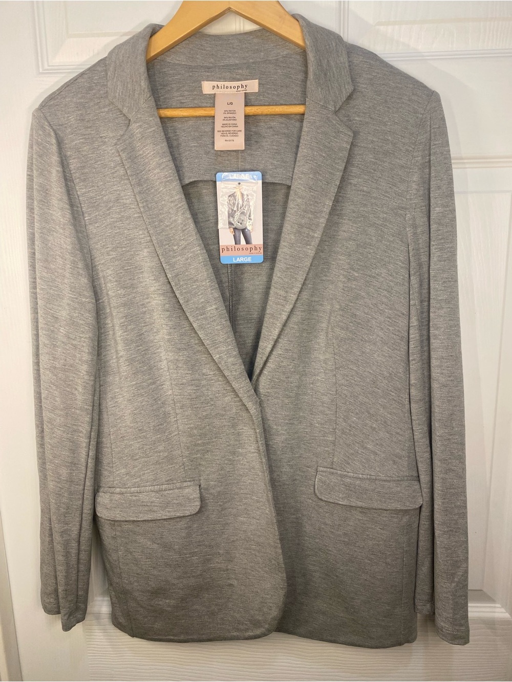 Philosophy NWT Large Women's Light Grey Open-Front Blazer